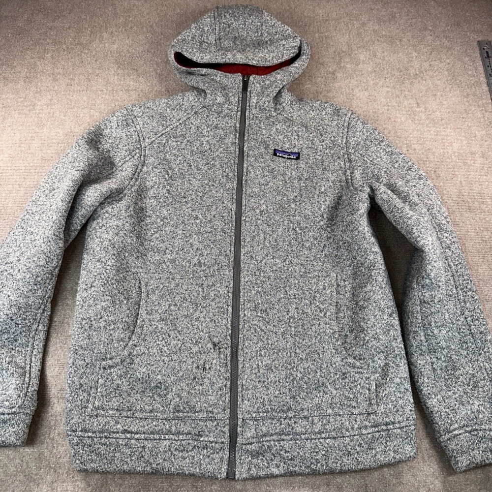 Patagonia Better Sweater Hoody Mens Medium Gray Full Zip Quilted Lined Jacket